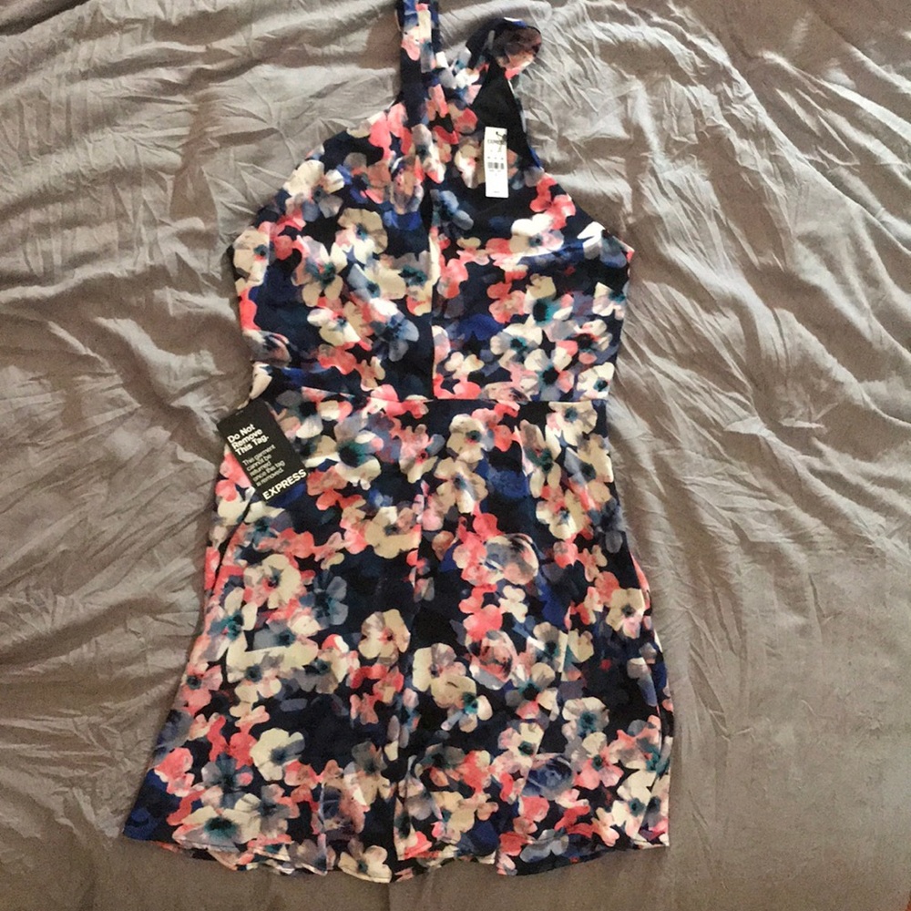 Express Flora Keyhole Halter Dress (8)